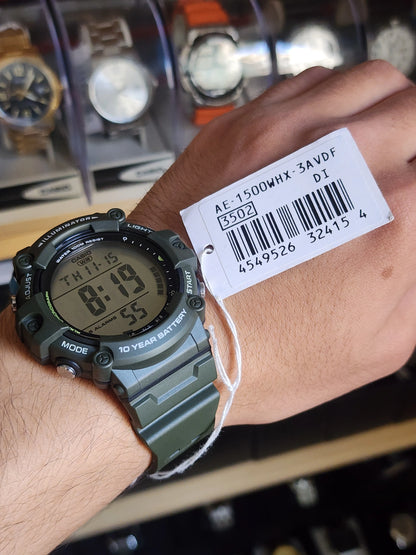 Casio AE1500 green military