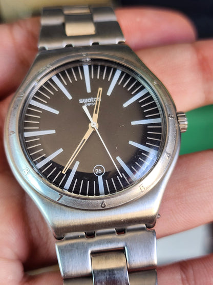 Swatch large simple black dial