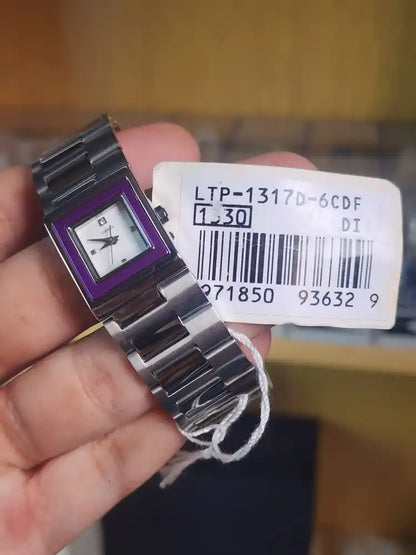 Casio ltp 1317 purple bezel rectangular women