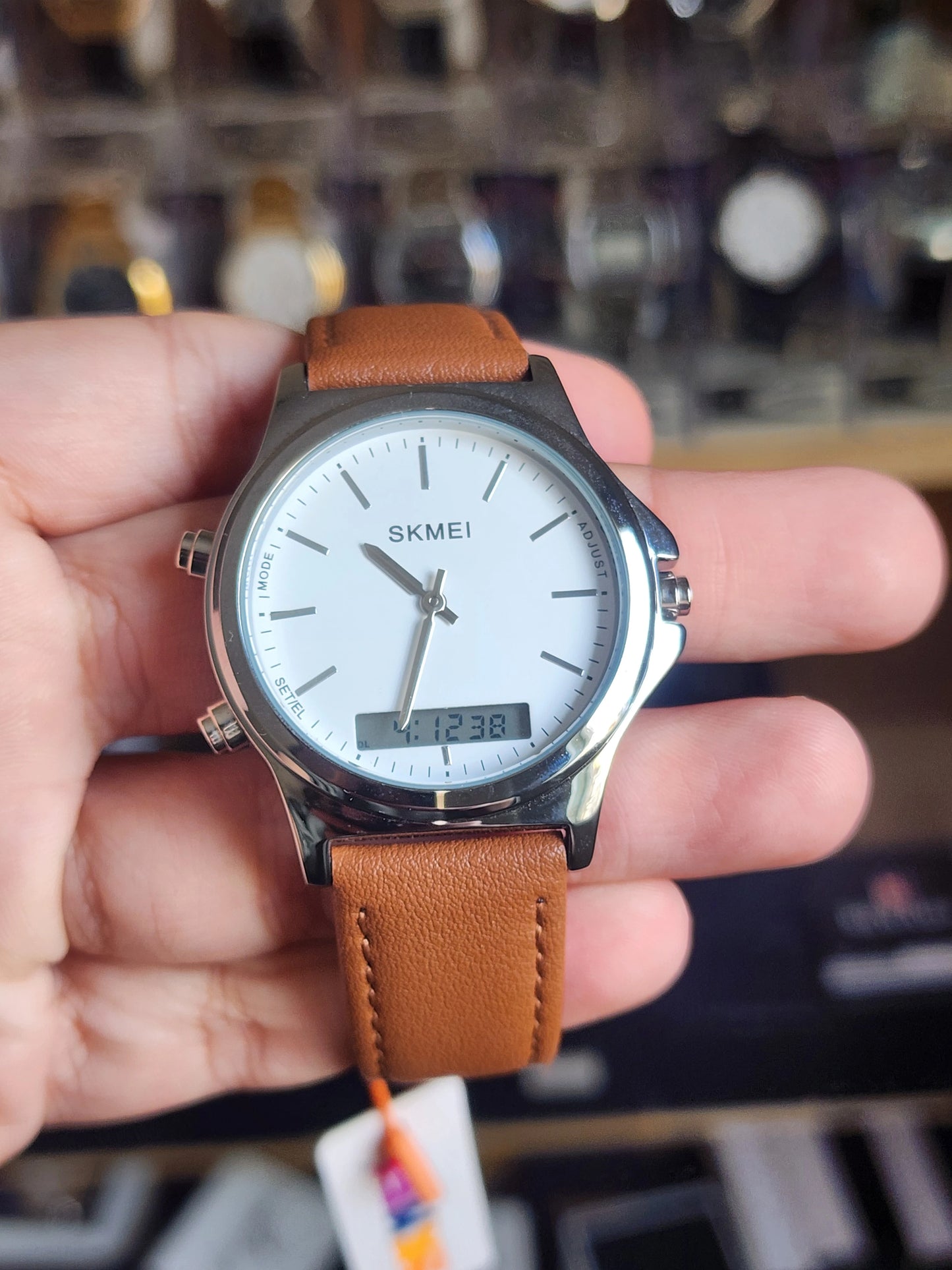 Skmei double model brown leather