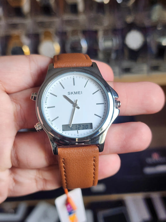 Skmei double model brown leather