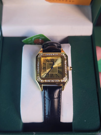 ORSGA women square gold dial