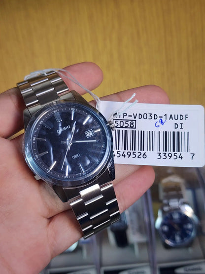 Casio MTP vd03 black dial chess