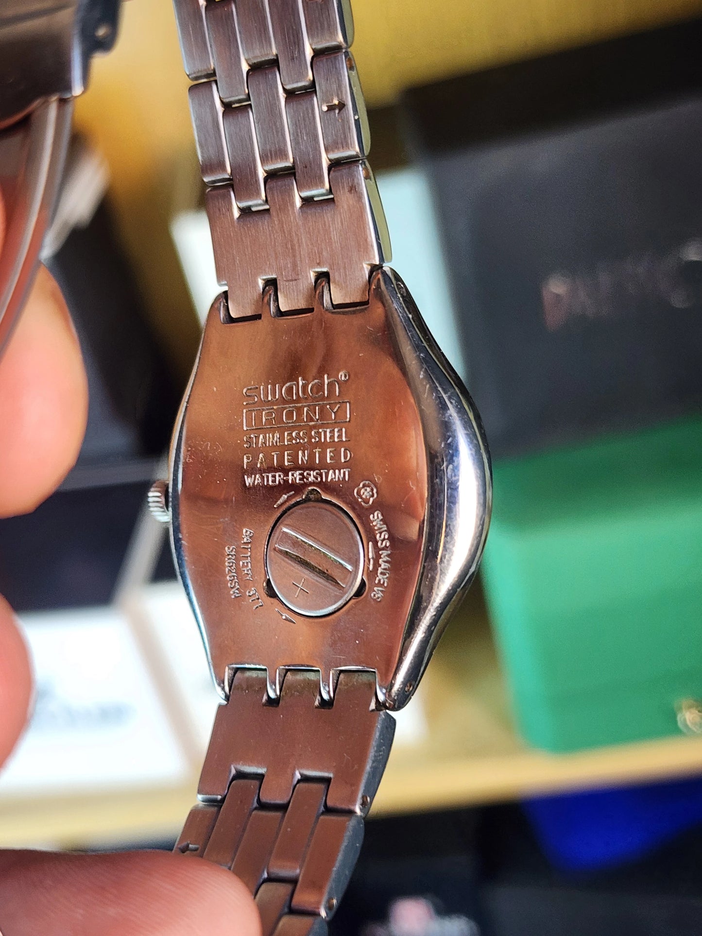 Swatch beige dial black circle