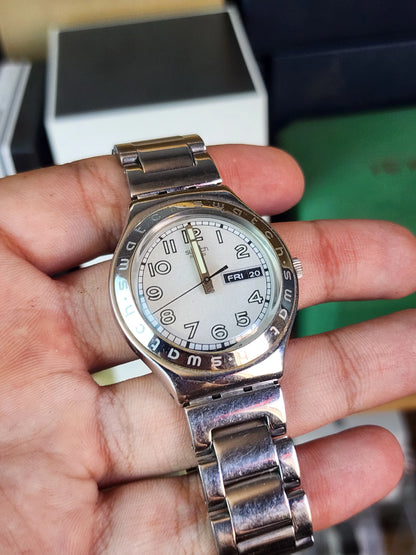 Swatch daydate white dial