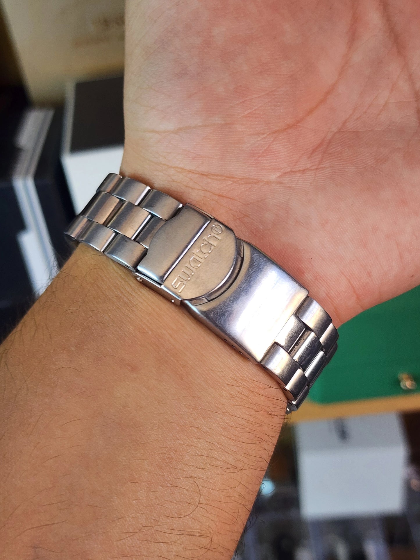 Swatch large simple black dial