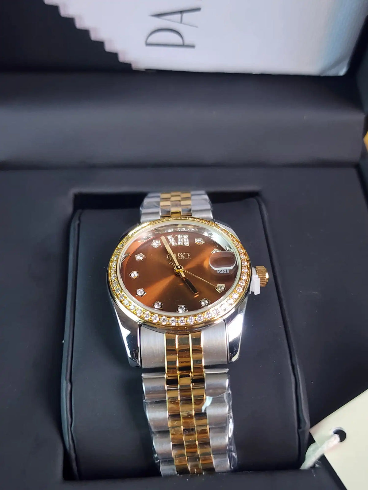 Palesce women brown diamond dial