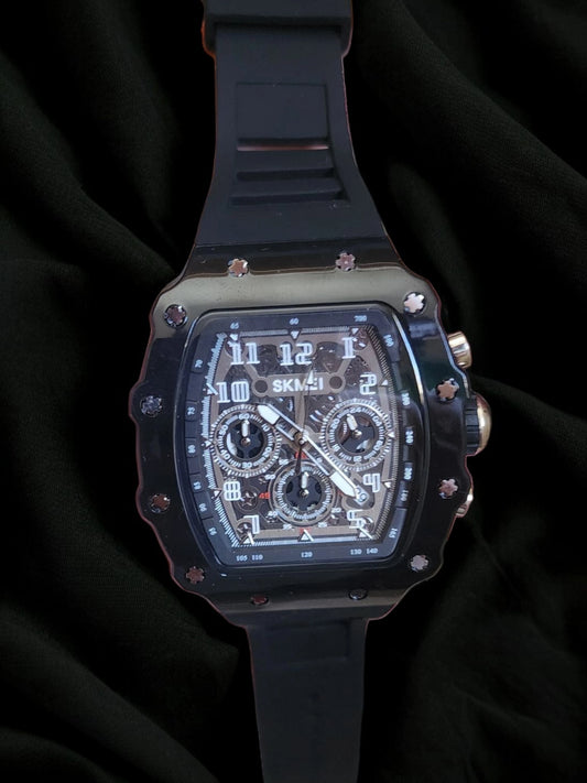 Skmei large black silicone