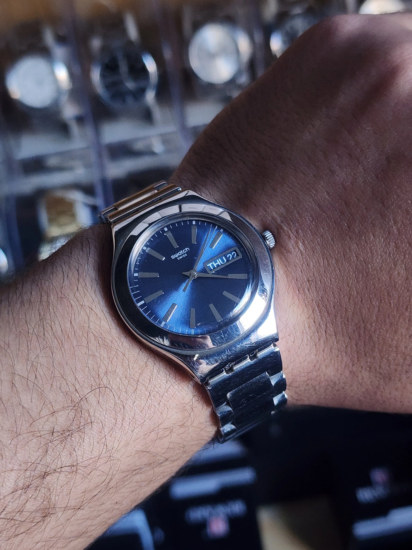 Swatch blue dial irony