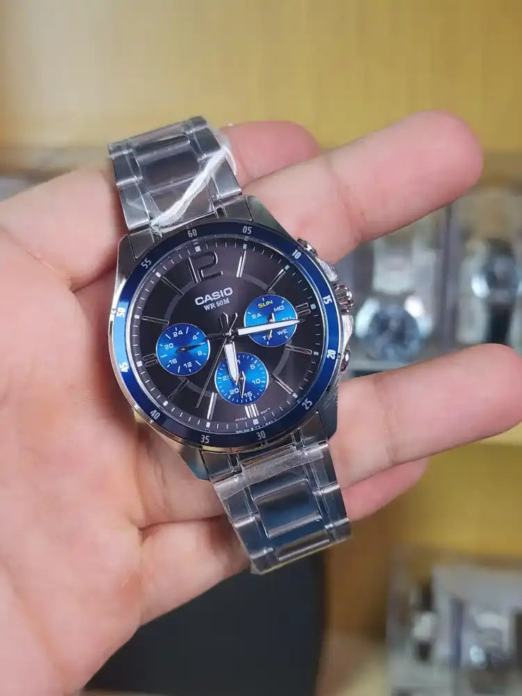 Casio mtp 1374 black blue eyes