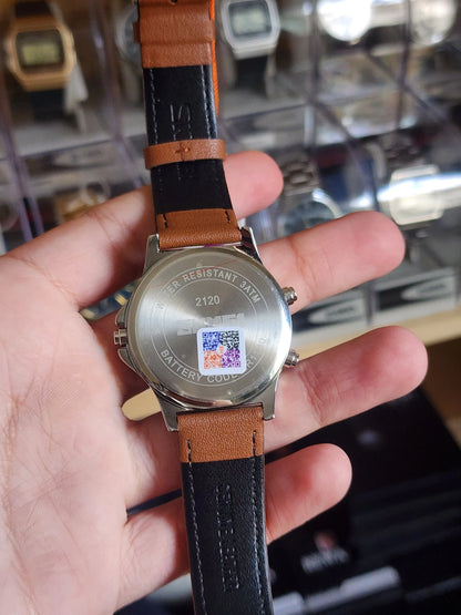 Skmei double model brown leather