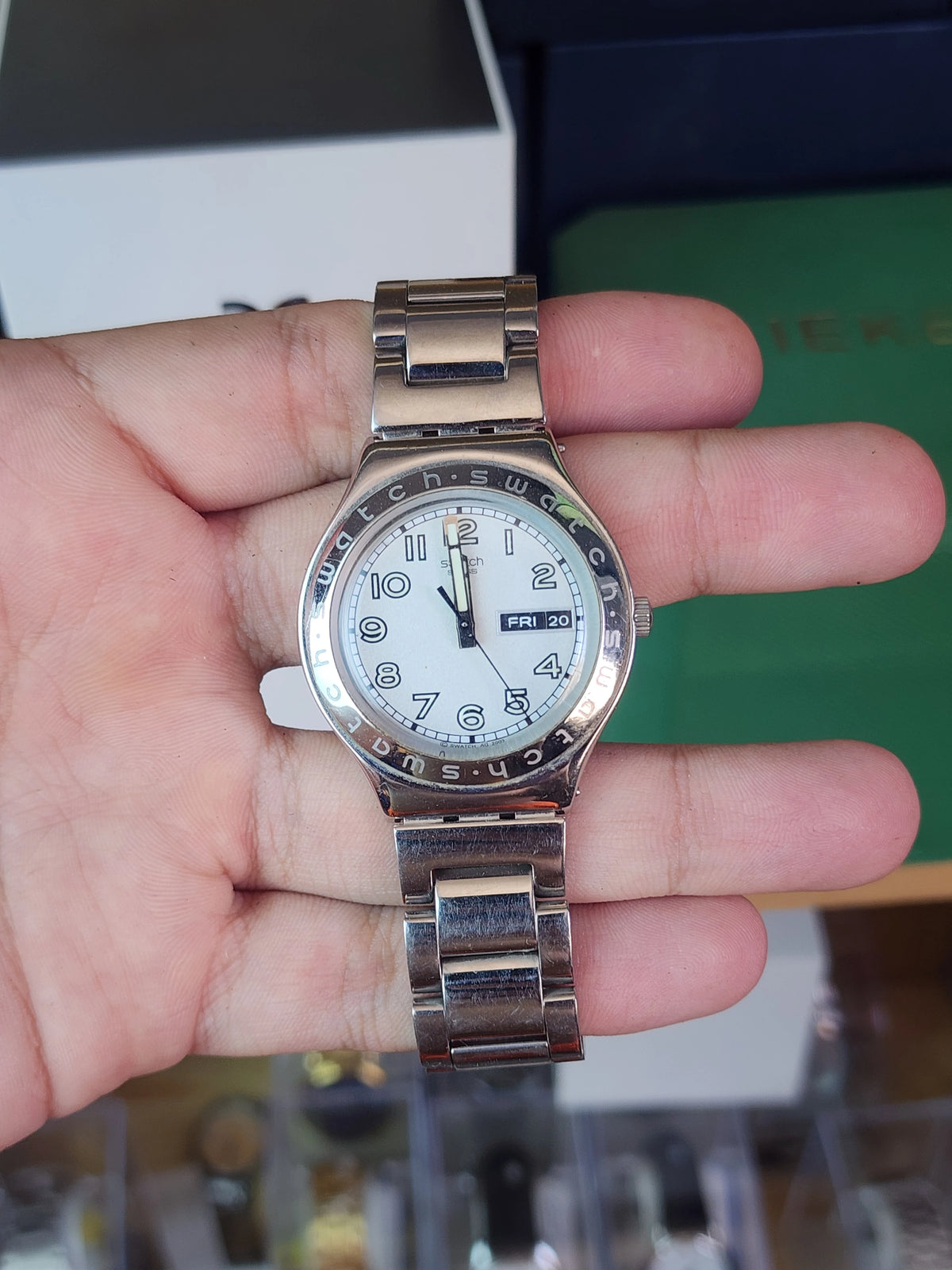 Swatch daydate white dial