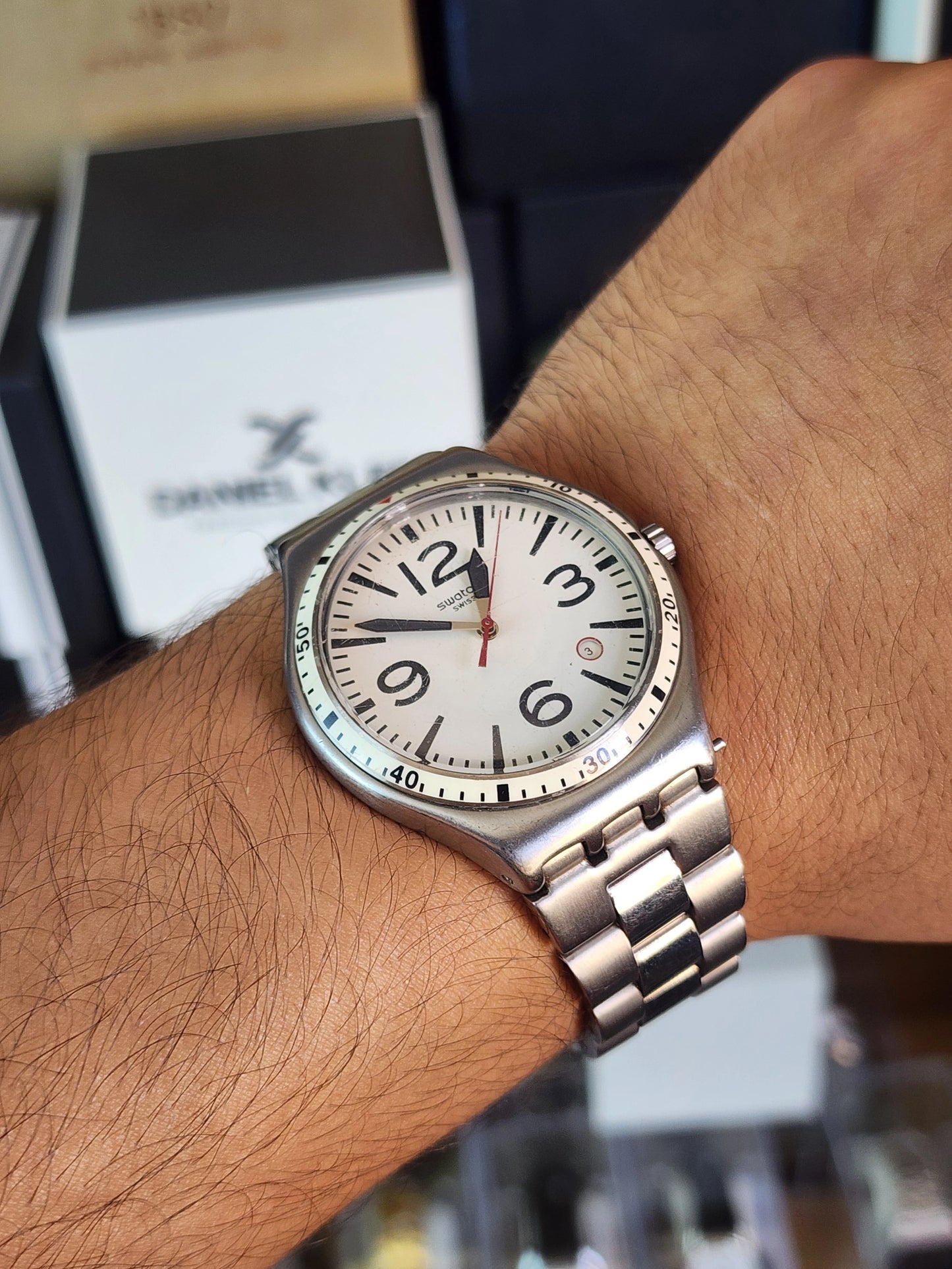 Swatch large vintage white numbers