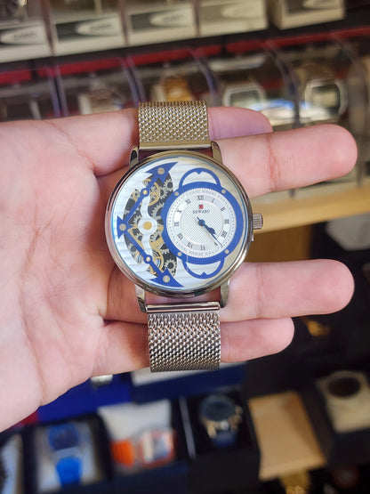Reward silver skeleton dial