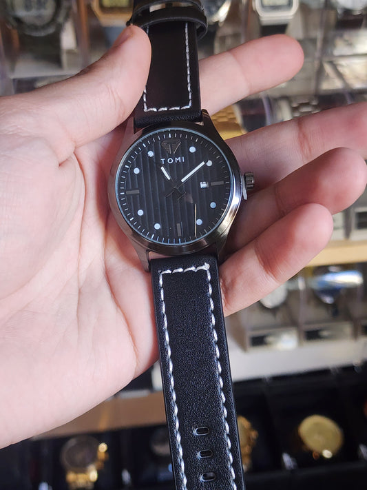 TOMI original black leather black case