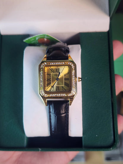ORSGA women square gold dial