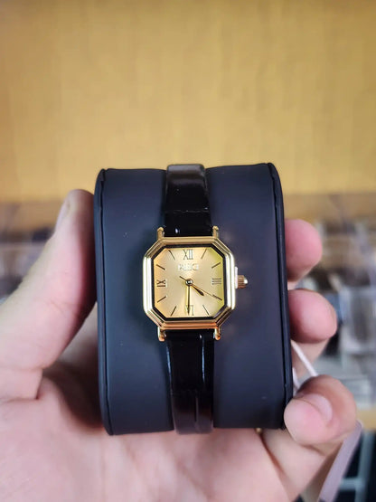 Palesce women vintage black leather gold