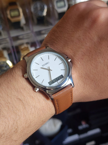 Skmei double model brown leather
